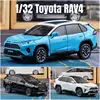 1/32 Toyota RAV4 SUV Off-Road Toy Car, JKM Diecast Metal Model Sound & Light Doors Openable Educational Collection Gift For Boy 1