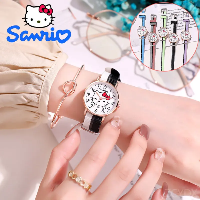 Tanie Sanrio Hello Kitty damski zegarek kwarcowy prostota moda dziewczyna Anime