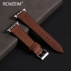 Men's Fashion Crazy Horse Leather Watch Strap Bracelet for 38mm 40mm 41mm (Dark Brown)