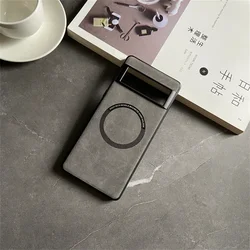 Luxurious Soft Leather MagSafe Case - Premium Magnetic Wireless Charging Shockproof Back Cover for Pixel 8A (Gray CX)