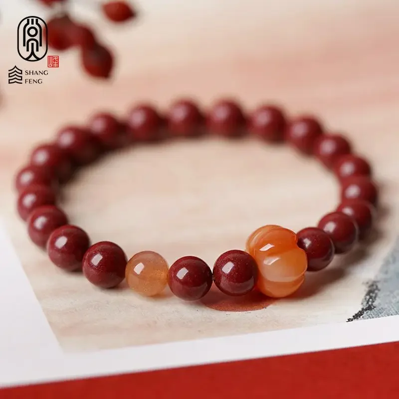 

Cinnabar Bracelet Female Pumpkin Lucky Beads Year of Life Bracelet Male Amulet Attracts Wealth High-grade Jewelry Peace and Joy