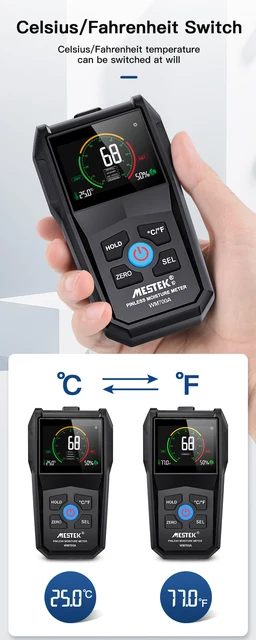 Neoteck Medidor de Humedad 4 Pines Detector de Humedad Probador de Humedad  para Paredes de Madera Yeso de Hormigón Ladrillo Caravanas Barcos y Otros  Materiales : : Bricolaje y herramientas