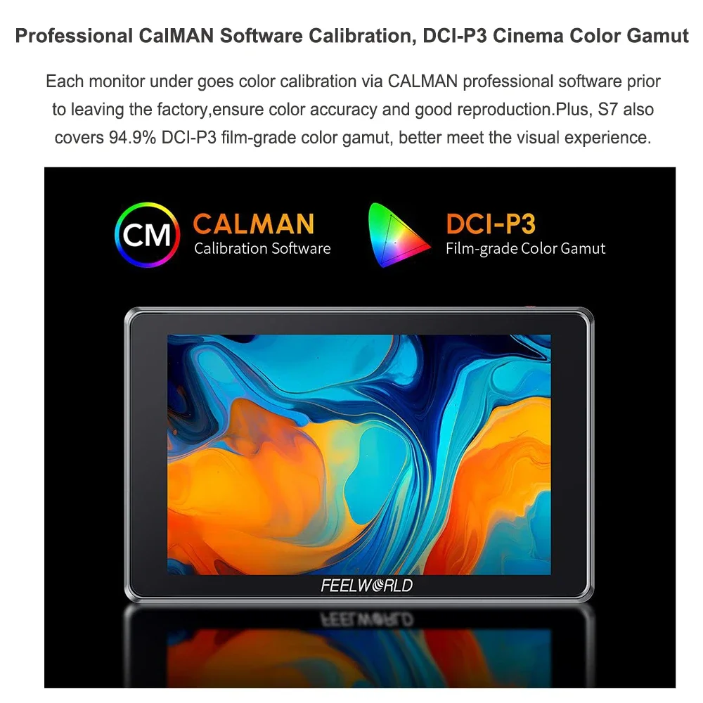 FEELWORLD S7 12G-SDI HDMI2.0 Camera Field Monitor 7 inch 4K HDMI HDR/3D LUT 16:10 IPS Panel Touch Screen Display with Waveform