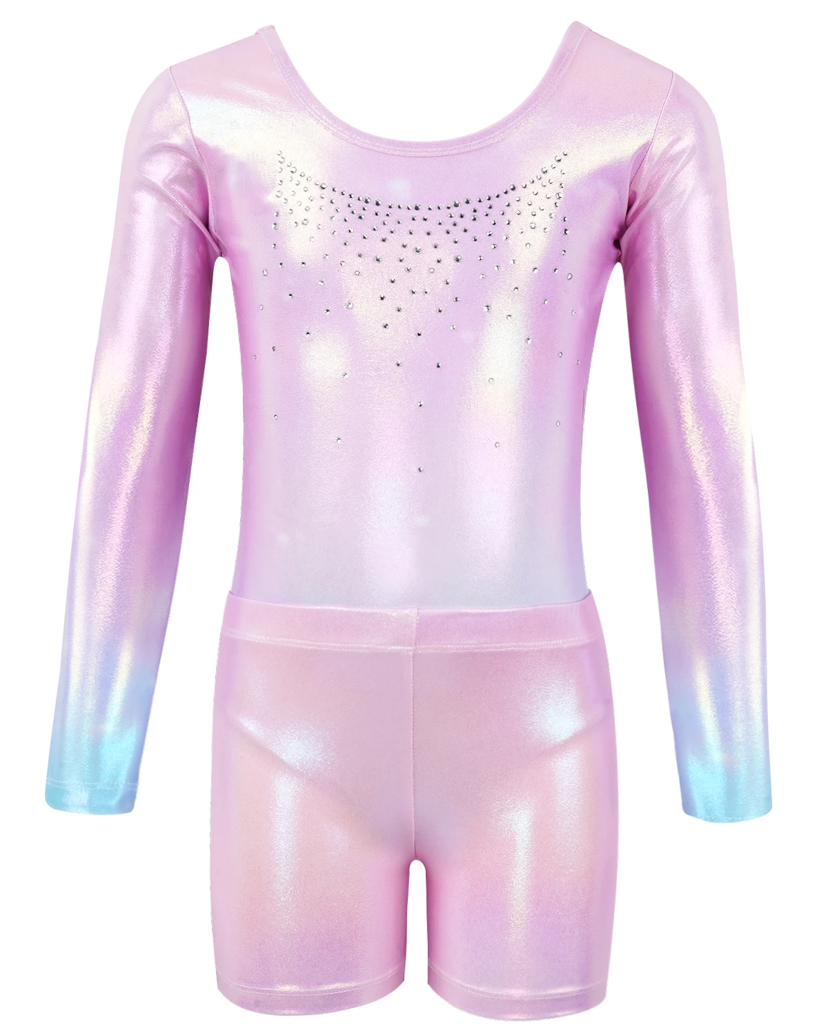 NEW Leotards for Girls Gymnastics Long Sleeve Sparkly Dance Biketards with Shorts Ballet Tumbling Outfit for 3-12 Years 5