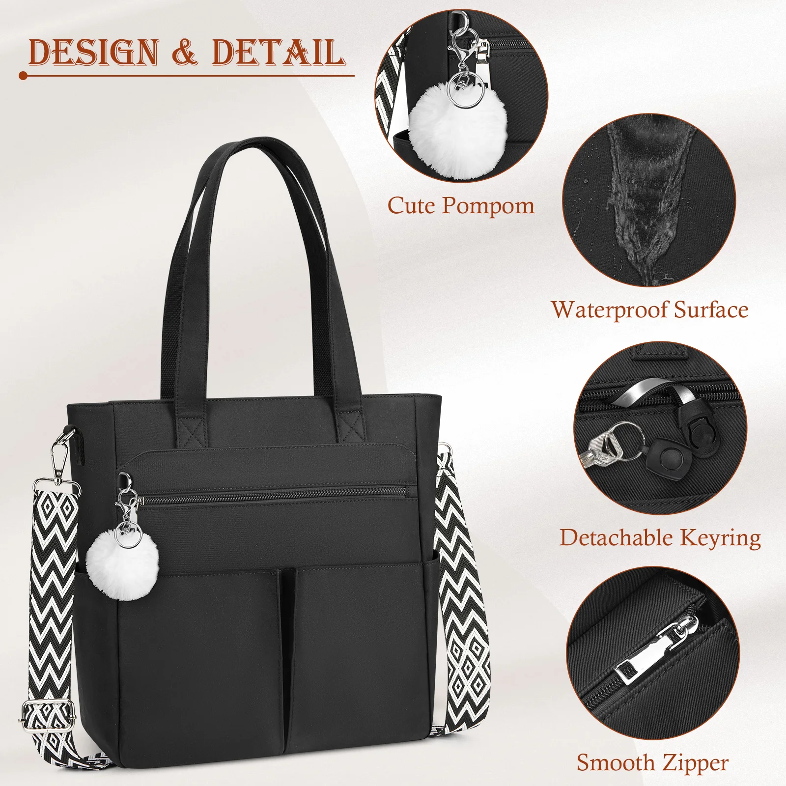 Borsa Tote Donna Capiente – Porta PC Da 15,6 Pollici, Leggera Con Cerniera