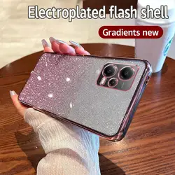 Luxury Gradient Glitter Silicone Back Cover - Poco X3 (Pink)
