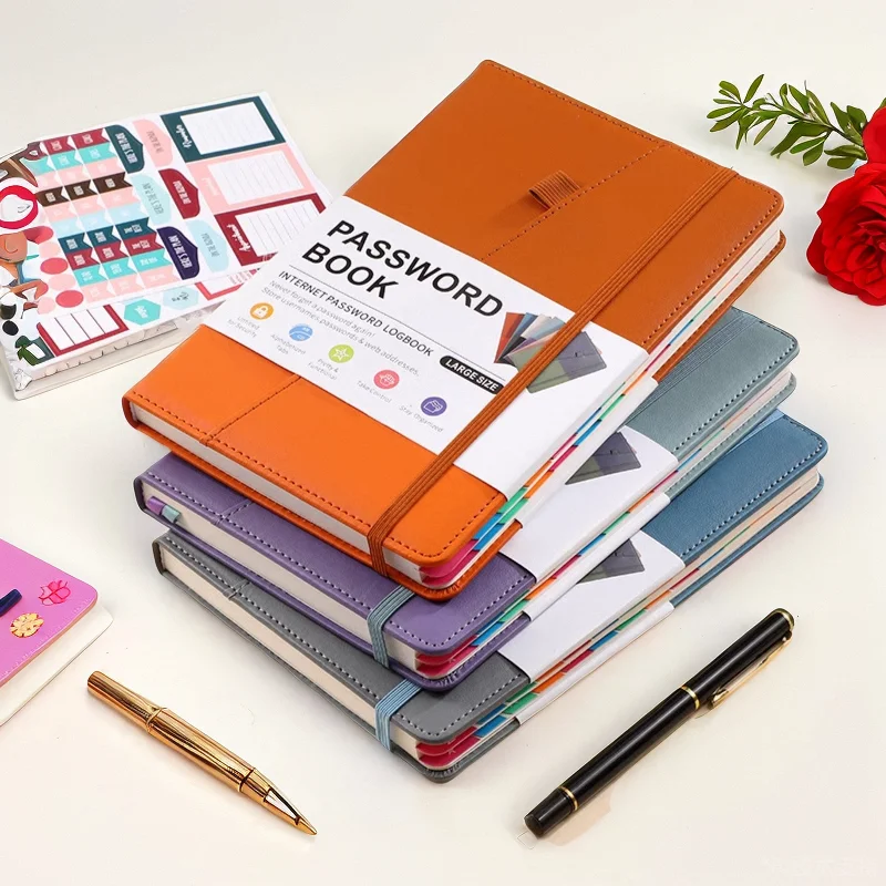 

A5 Website Password Notebook with letter label Binding solid color hard-faced English address book Telephone book record book