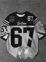 T-shirt d'été imprimé numérique 3D pour enfants, style sportif, haut patchwork à manches courtes, maillot de football Y2K, coupe ample 1