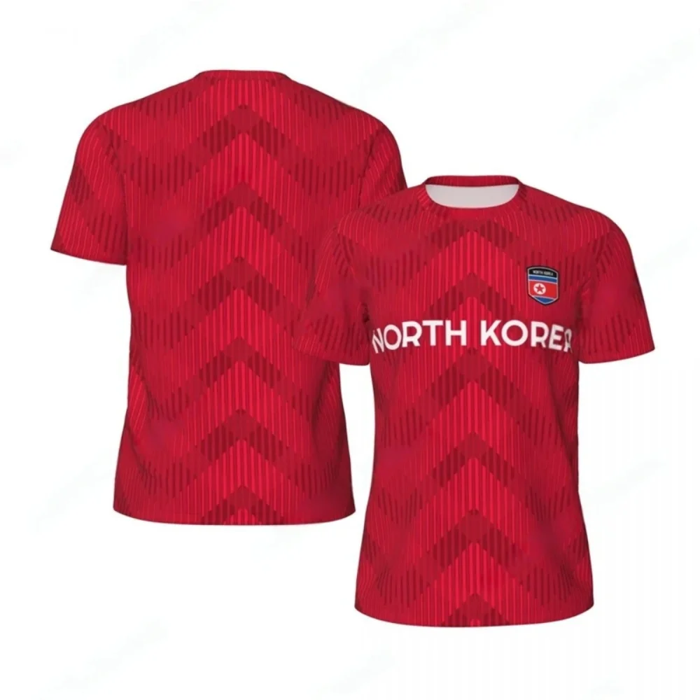 NORDKOREA Flagge 3D-Druck Sport Schnelltrocknend Atmungsaktiv Herren T-Shirt Outdoor Fußballtrikot Team-Uniform Kurzarm-Oberteil Kleidung – Detail 7