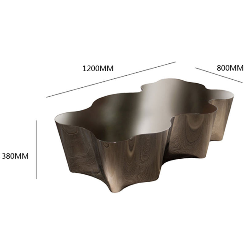 Italian Metal Stainless Steel Coffee Table Square Irregular Designer Coffee Table Books Table Basse De