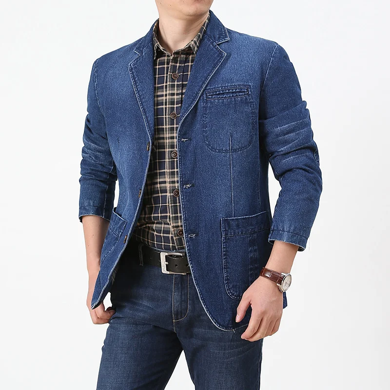 Pop Denim Suit Men's Casual Loose Large Size Denim Suit Jacket Men The North Of Face