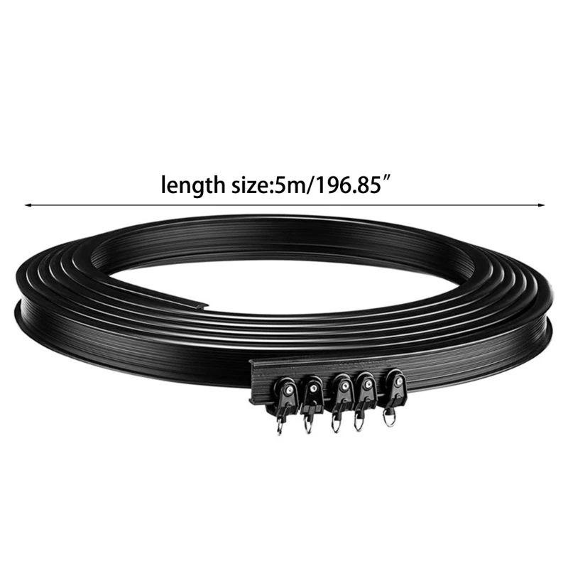 Black Flexible Ceiling Curtain Track 5m Bendable Accessory Household Gagdet for Window Balcony Toilet Install
