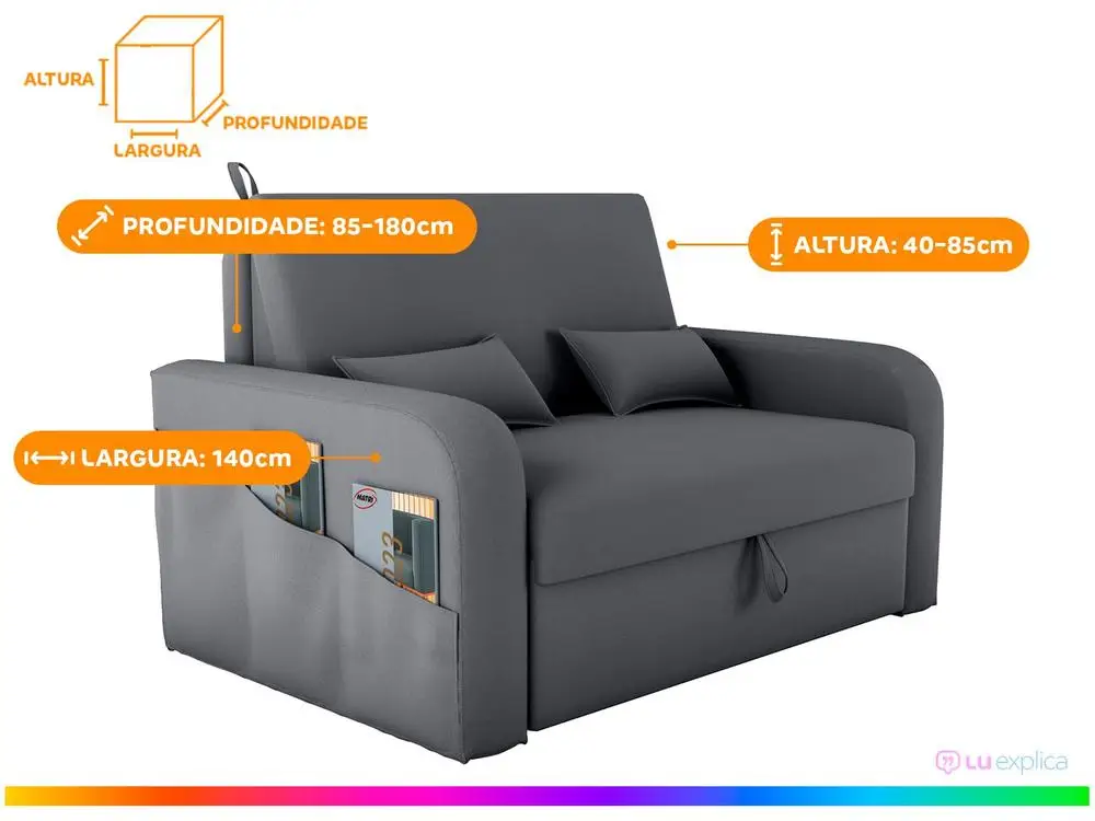 Sofá-cama 2 Lugares Casal Veludo Matrix Lady Dai 6