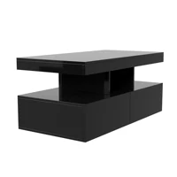 Table basse Fangange réglable en hauteur, table de salon brillante, table de canapé avec LED 16 couleurs, moderne et avec tiroirs, noir/blanc 8