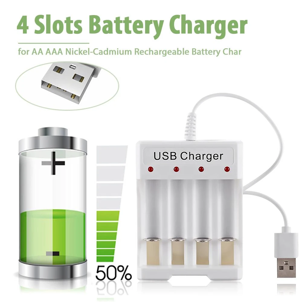 2/3/4 Slot USB Output Battery Charger AA/AAA Battery Quick Charge Rechargeable Charging Tools Adapter
