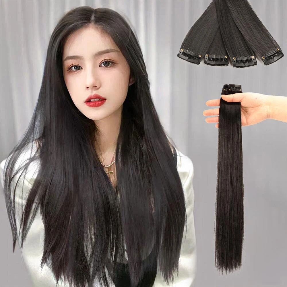 Women Invisible Seamless Long Straight Wig Natural Fake One-piece Increase Hair Volume Hair Extensions 30cm