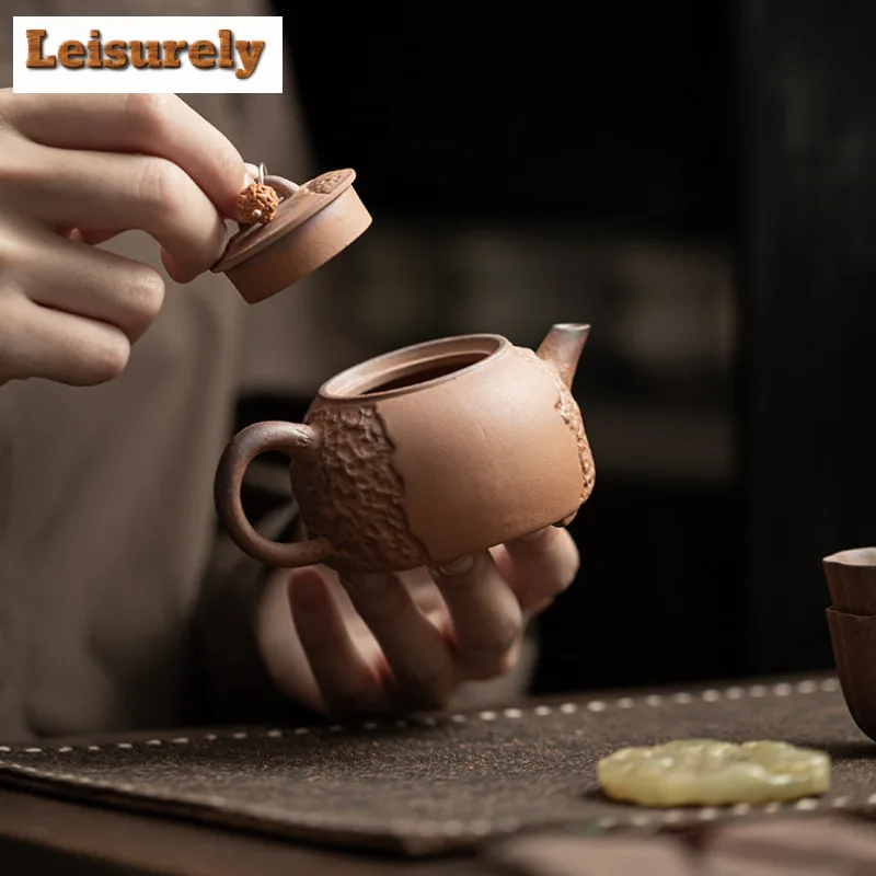 100ml Old Rock Clay Hammer Pattern Teapot Creative Tea Infuser Pot Tea Brewing Kettle with Filter Green Tea Tea Items Ornaments