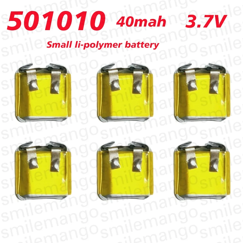 Batteria 501010 3.7V 40mAh Lipo Ricaricabile, Batterie ai Polimeri di Litio per Auricolari Bluetooth, Mp3/mp4, Smartwatch, GPS