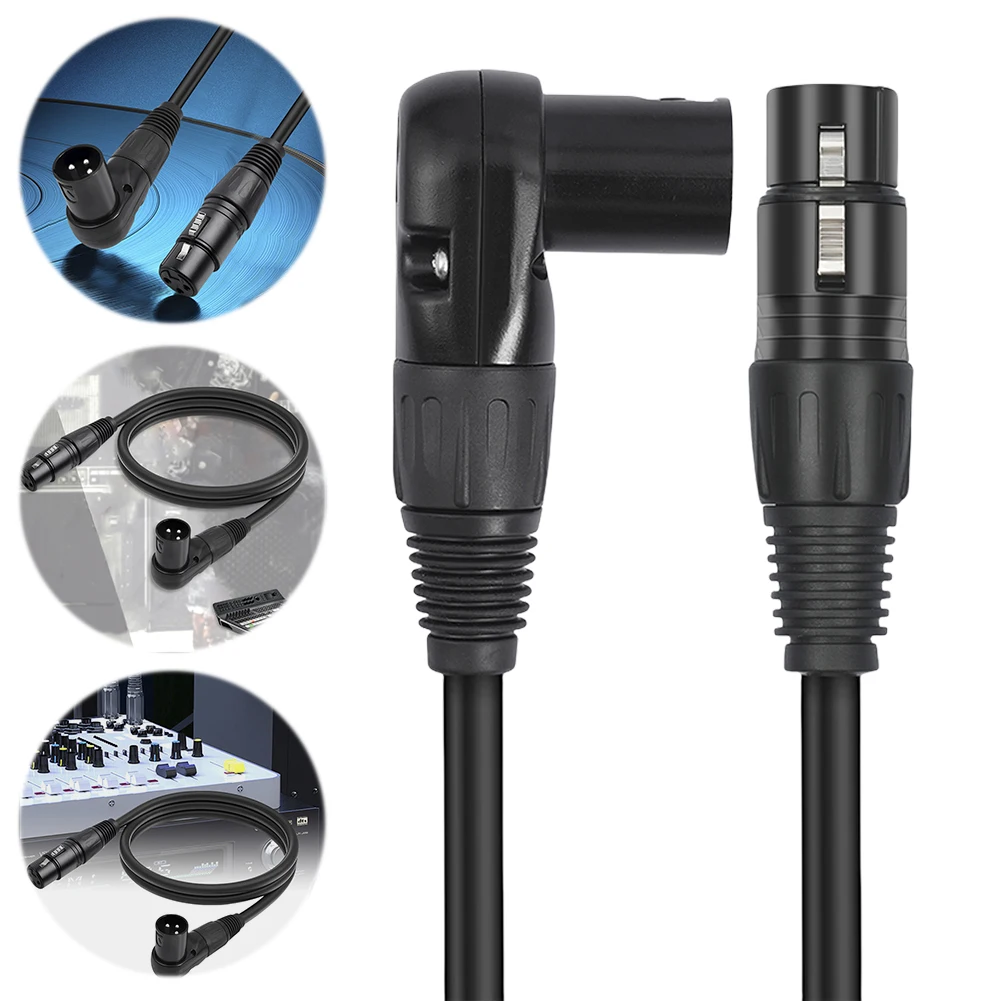 0.3/1/1.8M Right Angle XLR Male To Female 3 Pin Mic Cord 3 Pin XLR 90-Degree to Straight Microphone Cable for Speaker 1