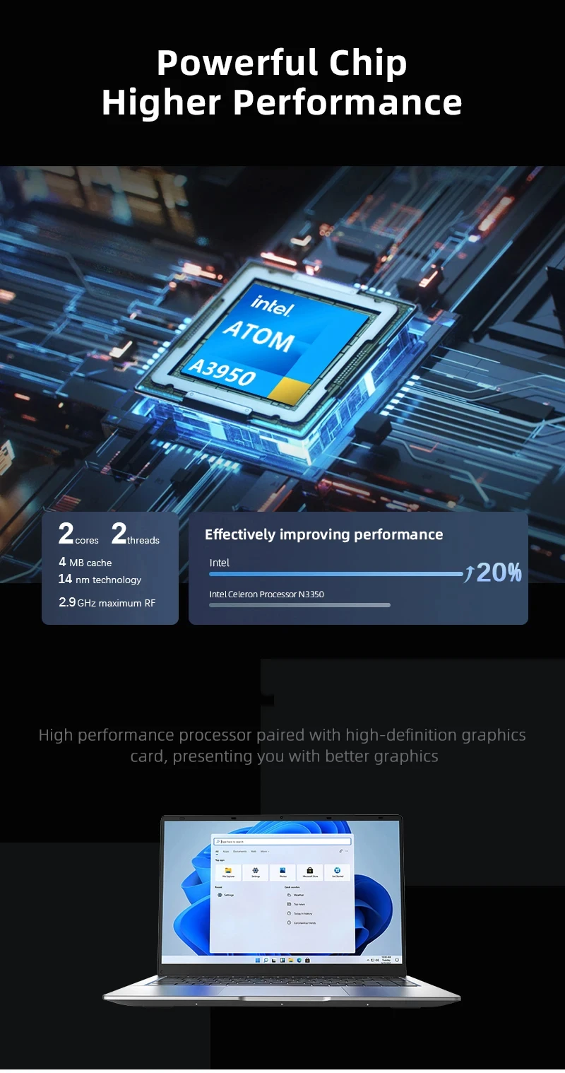 Laptop Computer Windows 11 Notebook 12GB RAM 128GB 256GB 1TB SSD 1920*1080 HD Lightweight Portable Office Study Laptops