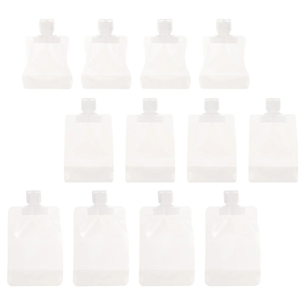 

Travel Refillable Empty Squeeze Pouches 12pcs 30ml 50ml 100ml Lotion Shampoo Squeezable Bags Stand Container for Toiletry