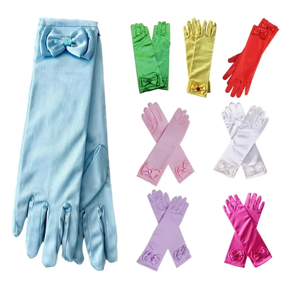 

1 Pair Children's Princess Gloves Skirt Accessories Colorful Butterfly Bowknot Gloves For Stage Performances Parties Costume