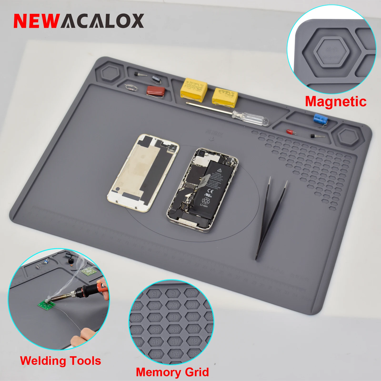 Magnetic Large Silicone Repair Mat, Soldering Mat Heat Resistant