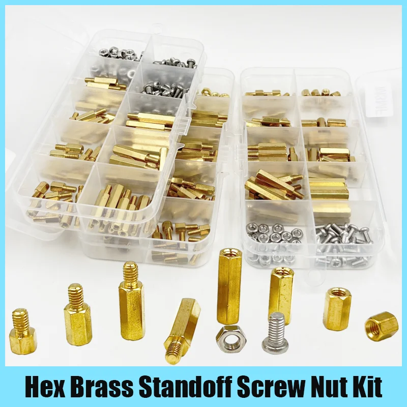 Hex Brass Standoff PCB Motherboard Spacer Screw Nut Kit Hexagonal Copper Standof for PCB Circuit Boards Computer Support Pillars