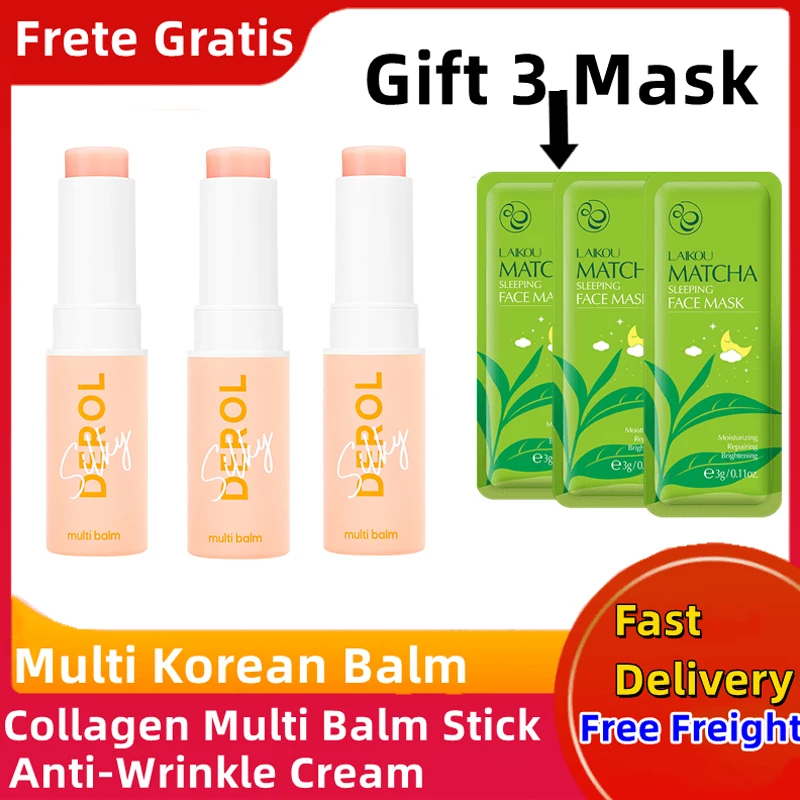 3pcs Collagen Wrinkle Multi Bounce Balm Stick Moisturizing Cream