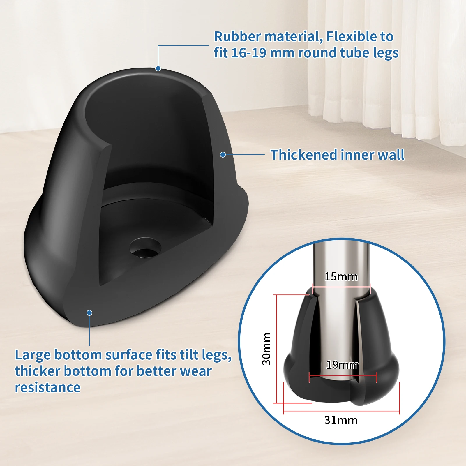 8-Piece Heavy-Duty Metal Chair Leg Protectors - Anti-Slip & Silent Floor Protectors