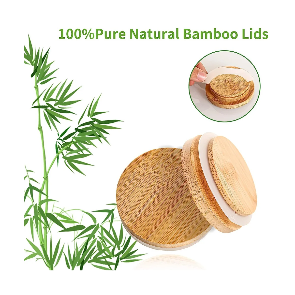 Wooden Jar Lids, 8 Pcs Bamboo Wooden Storage Lids Regular Mouth, Reusable Ball Lids for Jars 70Mm