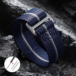 Durable Military - Style Nylon Strap with Hook and Loop Fastener - Waterproof - 22mm (Blue Grey)