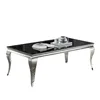 Glam Contemporary1pc Coffee Table Black Glass Top Silver Color Table Living Room Stainless Steel Cabriole-Style Legs 4