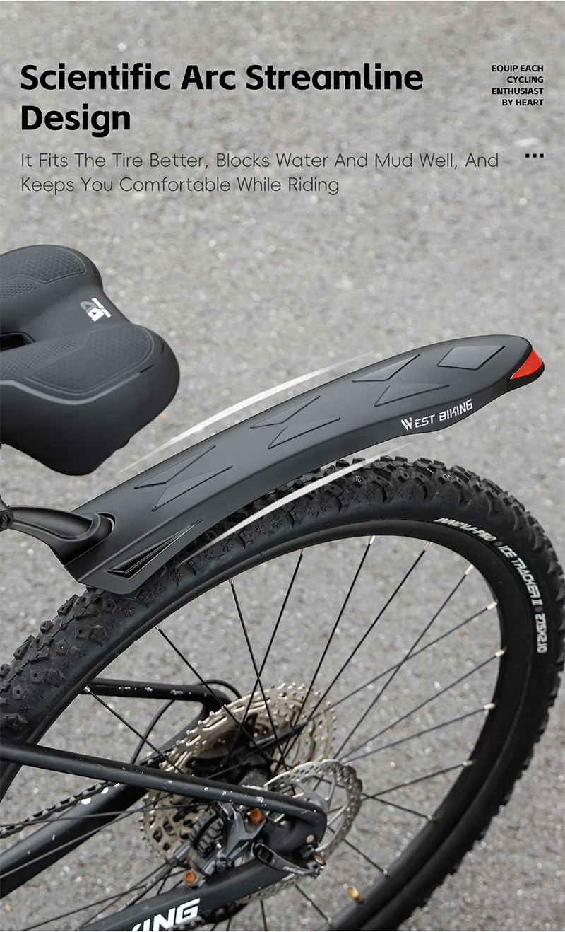 WEST BIKING 1 Paar MTB-Fahrrad-Kotflügel, reflektierende Warnung, Mountainbike, vorne und hinten, Kotflügel, verstellbares Fahrradzubehör – Detail 4