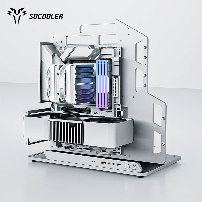 SOC-AE Customers Atx pc case pc gamer Support 360 Water Cooled DIY Gaming Metal Frame PC Case for High-End Gaming