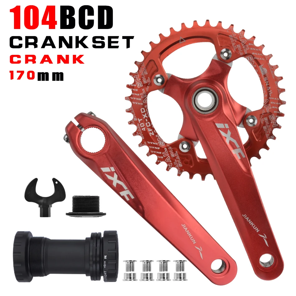 

IXF MTB bike crankset bicycle hollow integrated crank modified single disc 104BCD 32 34 36 38 40 42T crankset bottom bracke