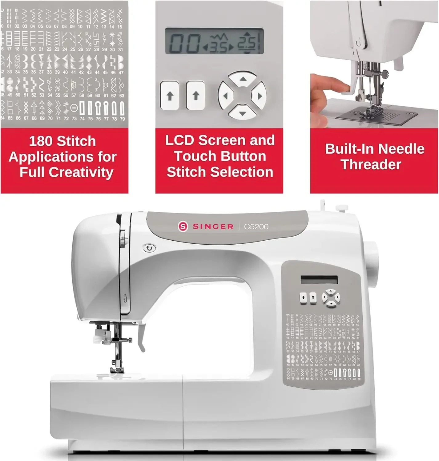 Computerized Sewing & Quilting Machine with Extension Table & Accessory Kit 180 Stitch Applications LCD Screen 3