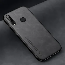 Luxury Matte Silicone & Leather Phone Case Cover for Honor 9X Premium (Dark Gray)