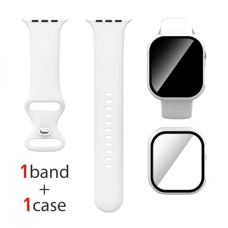 Dual Silicone Strap & Case Set for Apple Watch - Full Coverage Protection in 16 Colors