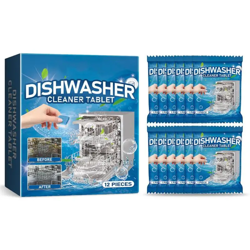 Dishwasher Deep Cleaning Tablets 12PCS Clean Dish Washer Tablets Removal Of Odors Cleaner Clean Dish Washer Tablets Deep
