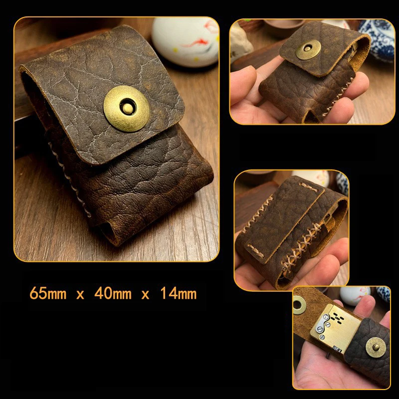 Description Picture 4 of itemReal Retro Leather Fuel Lighter Leather Covering Case For ZORRO ZIPPO Magnet Suction Handmade Men 's Classic