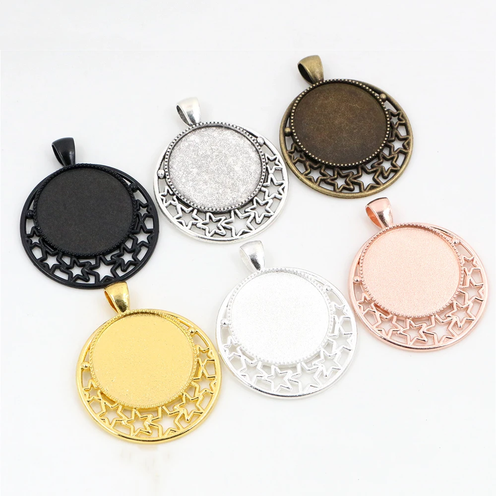 Hohe Qualität 5 stücke 25mm Innere Größe 6 Farben überzogen Cameo Basis Einstellung Sterne Stil Anhänger
