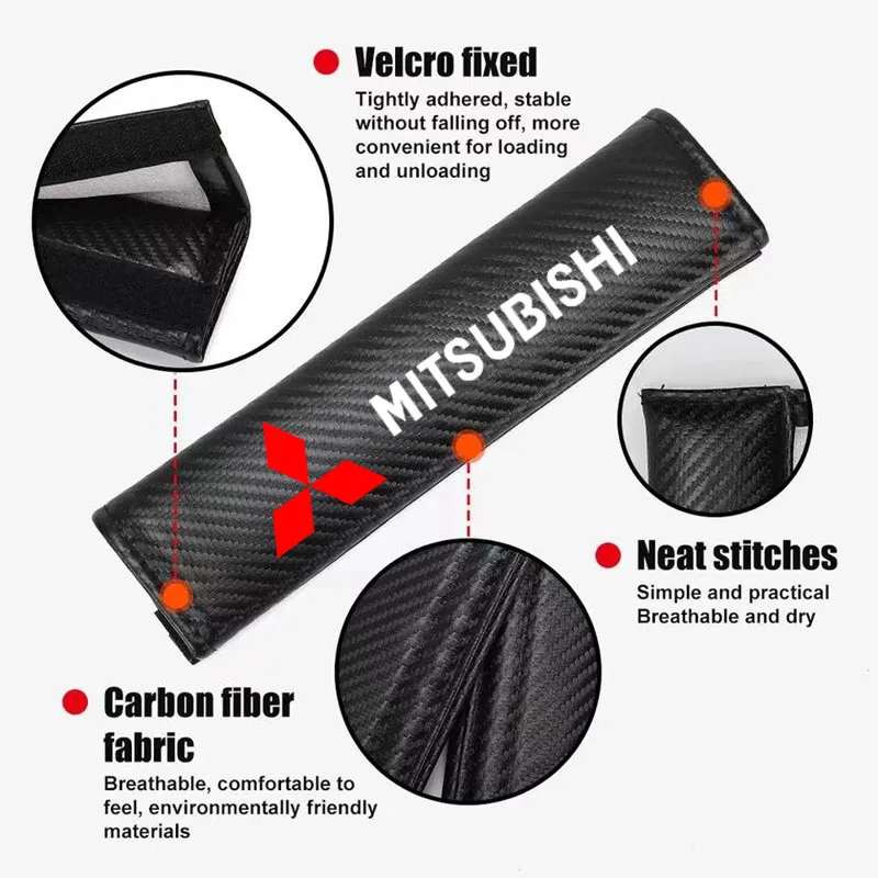 Car Safety Belt Shoulder Pad Safety Strap Cotton Flannel Cover for Mitsubishi Lancer ASX Outlander Pajero Evolution Accessories