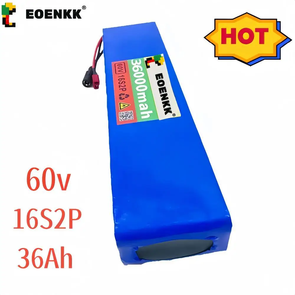 

EOENKK 60V 16S2P 36000mah 18650 комплект литий-ионный батарей 67,2 V для резервного аккумулятора, детский автомобиль, Встроенный 1000 Вт с Bms