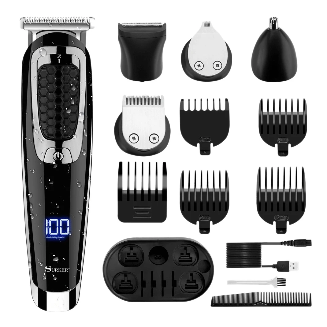 

Surker Professional Hair Trimmer Waterproof 5 in 1 Hair Clipper Electric Hair Cutting Machine Beard Trimer Body Men Haircut