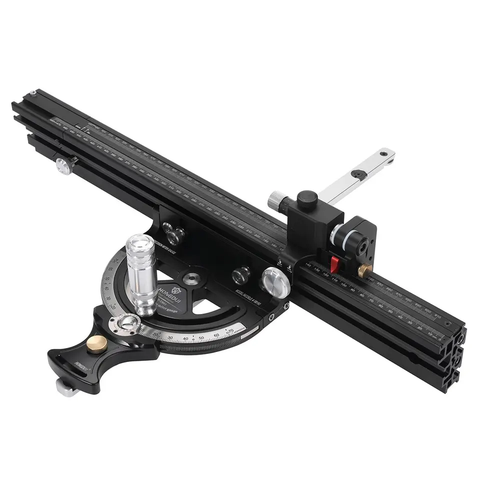 Table Saw Miter Gauge With Micro Adjustable Flip Stop Extension Kit