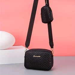 Chic Wave Embossed Sequin Crossbody Bag (Black)