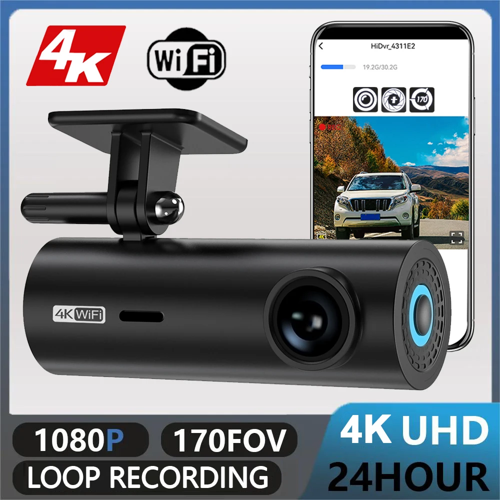 4K видеорегистратор WiFi UHD 3840*2160P, Автомобильный видеорегистратор, видеорегистратор, 24-часовой монитор парковки, автомобильные аксессуары