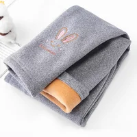 2-8Y Kids Pants For Girls Leggings Autumn Winter Thick Warm Plus Cute Rabbit Soft Children's Baby Bottom Part Pants Keep Warm 2