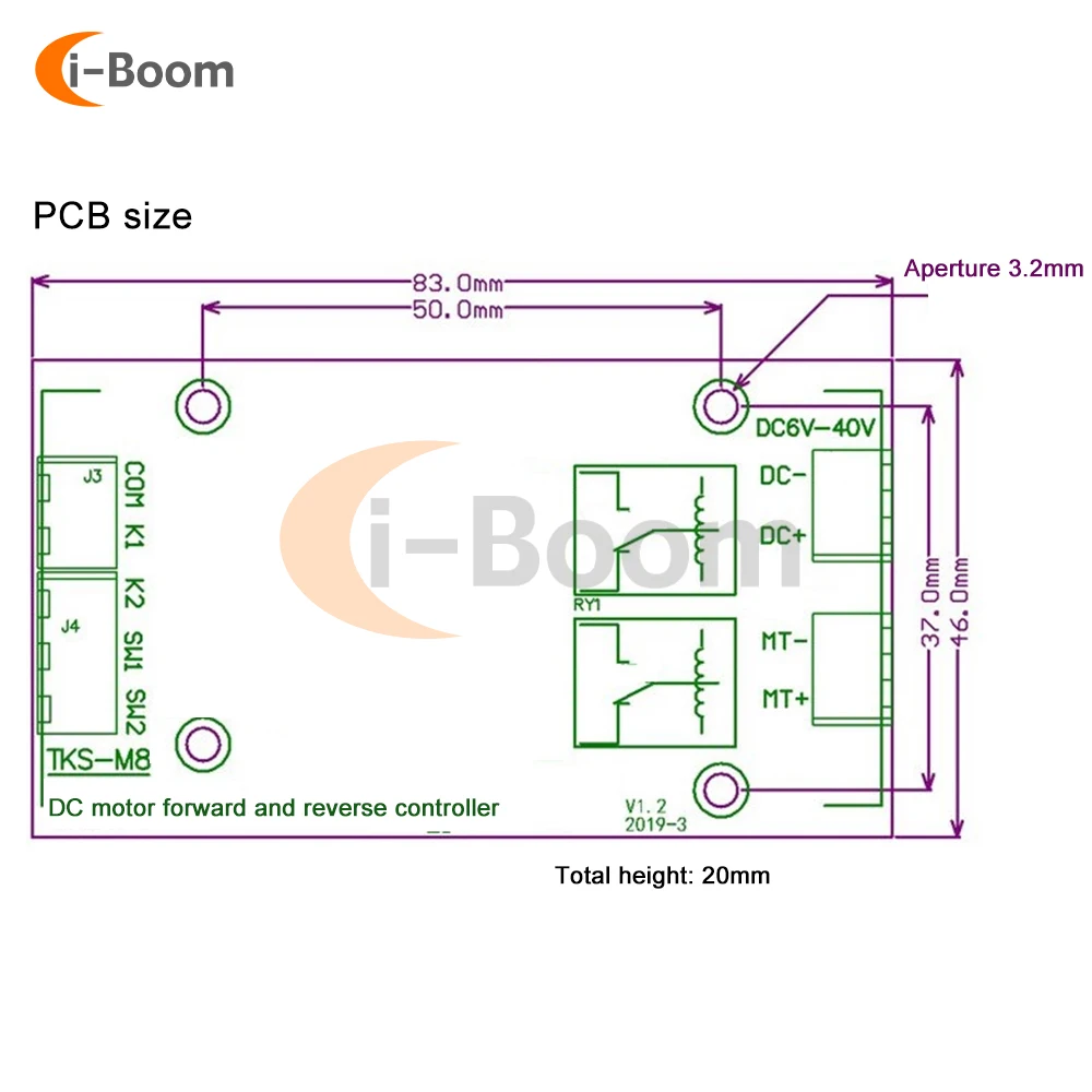 DC4V-40V DC Motor Forward and Reverse Controller Motor Driver Module 20A High Current with Limit Relay Driver Lift Control Panel